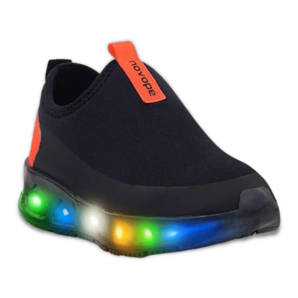 Tênis Novopé Menino com Led 300012900 Preto Laranja Fume