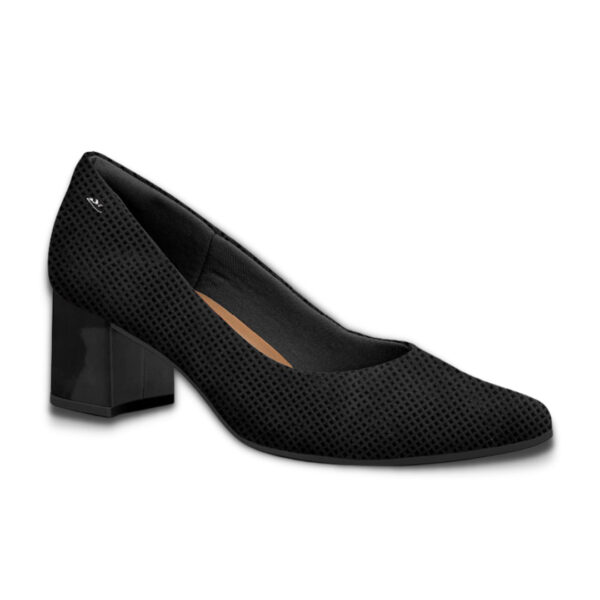 Scarpin Dakota Salto Bloco em Couro Preto G2361