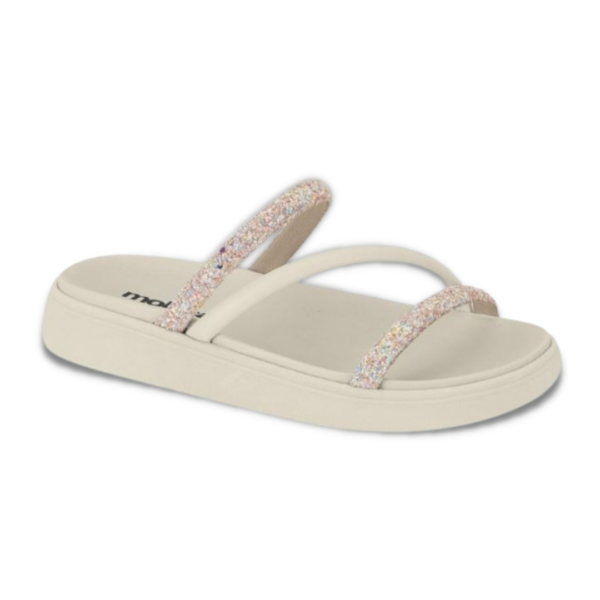 Chinelo Moleca Birk Tiras Brilho 5469.121 Multi Branco
