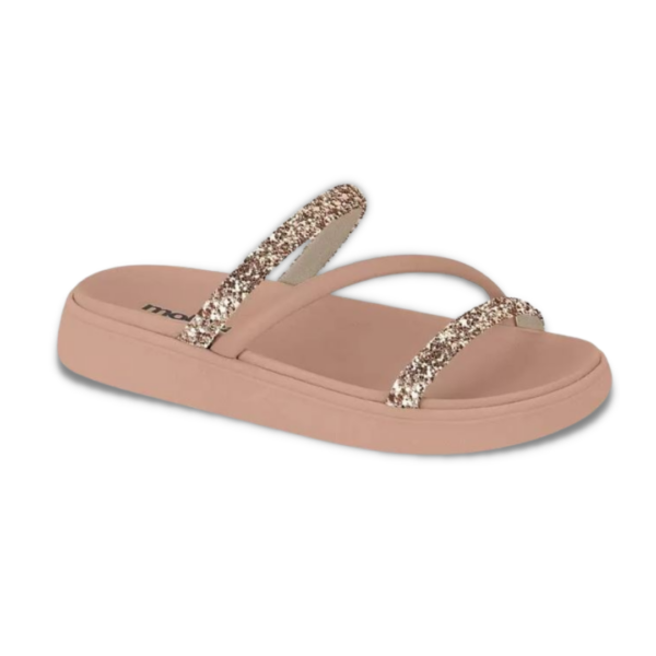Chinelo Moleca Birk Tiras Brilho 5469.121 Multi Ouro Rosado