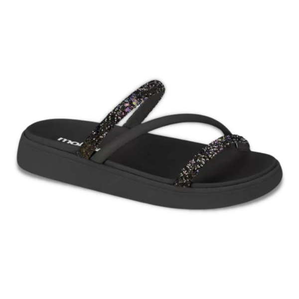 Chinelo Moleca Birk Tiras Brilho 5469.121 Preto