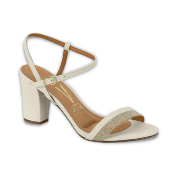 Sandalia Vizzano Branco Off Dourado Salto Grosso 6262.1012