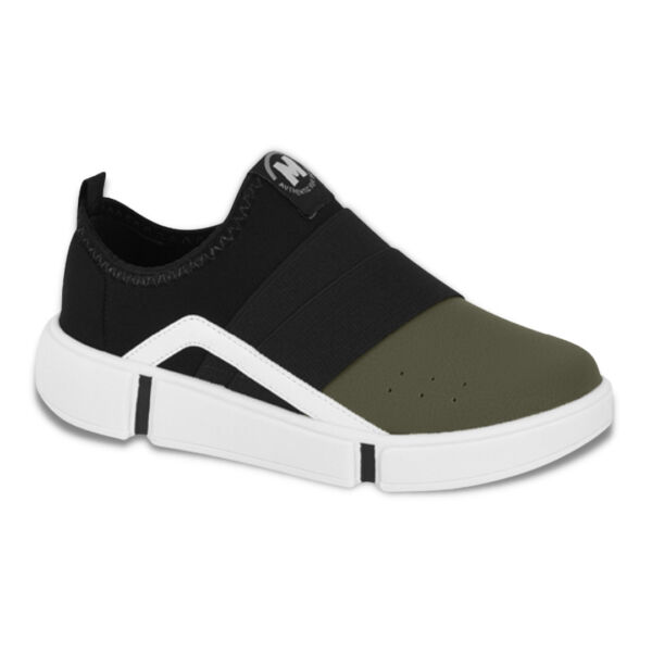 Tênis Molekinho Slip On Preto Verde Militar 2838.206