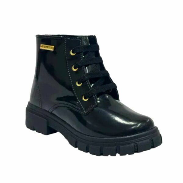 Bota Coturno Preto Verniz Menina Calce Web - Image 4