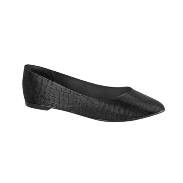 Sapatilha Moleca Preto Bico Fino Croco 5635.800