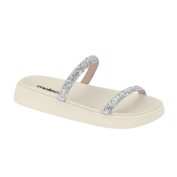 Chinelo Moleca Birk Tiras Maxi Gliter 5507.100 Branco