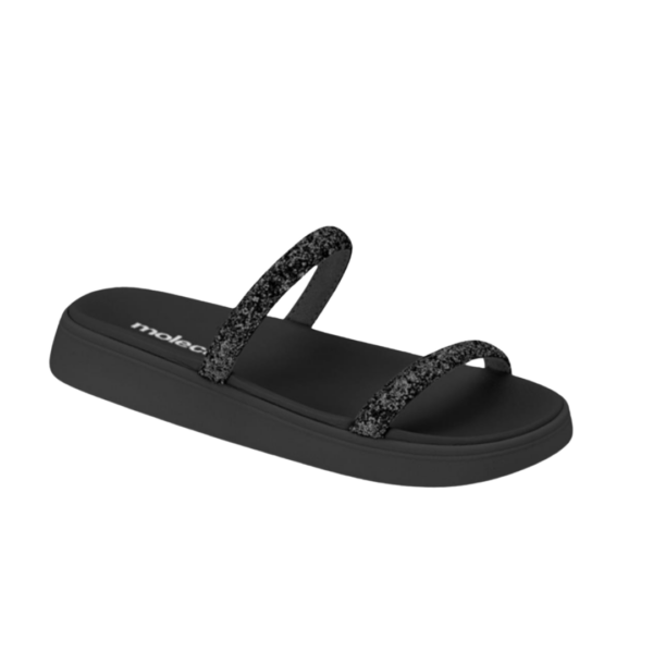 Chinelo Moleca Birk Tiras Maxi Gliter 5507.100 Preto