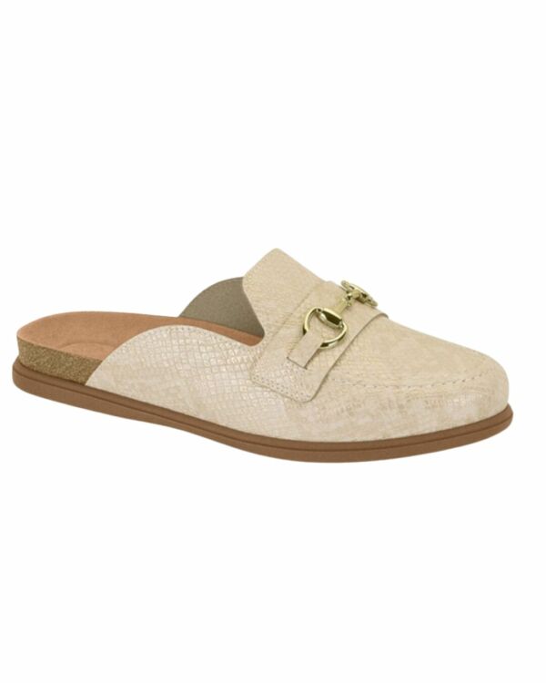 Mule Clog Beira Rio Creme Napa Snake 4317.102