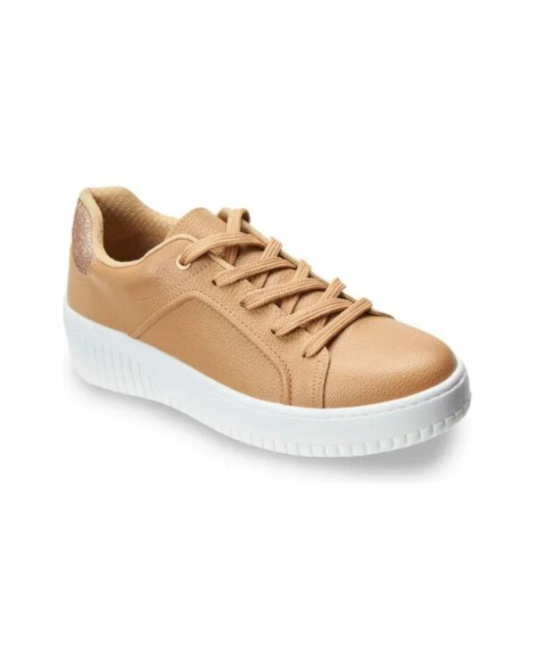 Tênis Beira Rio Flatform Nude Napa com Glitter 4316.104