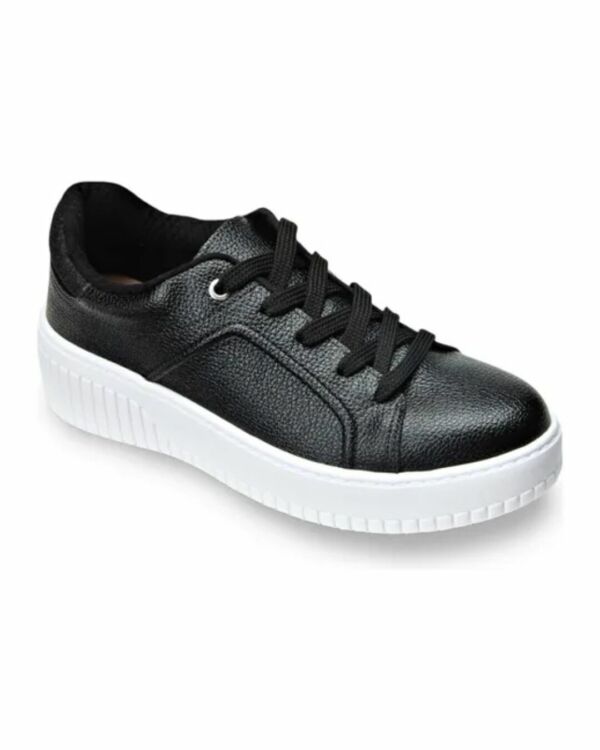 Tênis Beira Rio Flatform Preto Napa com Glitter 4316.104