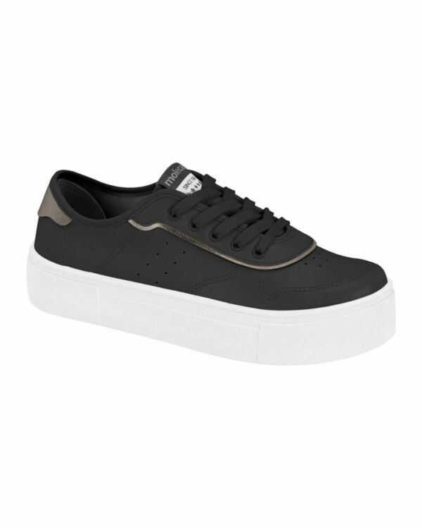 Tênis Moleca Flatform Detalhe Metalizado Preto 5658.539