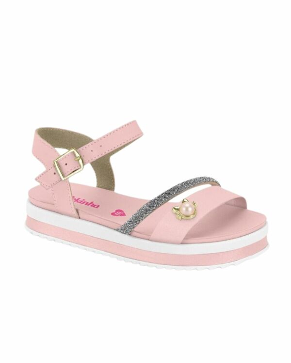 Sandália Molekinha Flatform Gatinho Rosa/Cristal 2305.1570