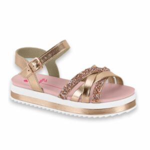Sandália Molekinha Flatform Strass Ouro Rosado 2305.1569