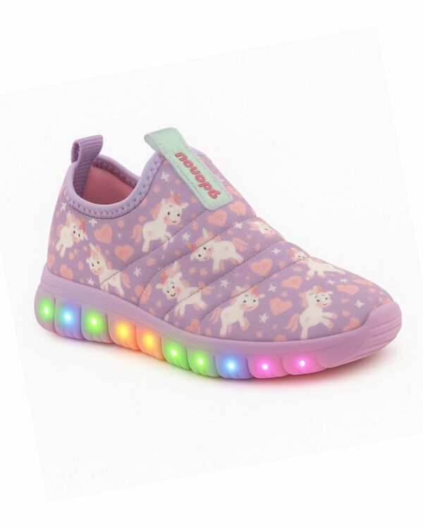 Tênis Novopé Unicórnio Lilas Led 99001013