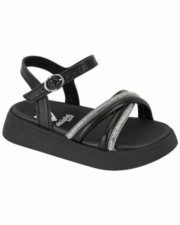 Sandália Molekinha Baby Com Strass Preta 2733.104