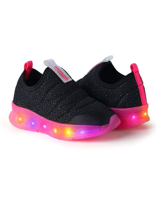 Tênis Novopé Glitter Led Preto/Pink 30001272 - Imagem 2