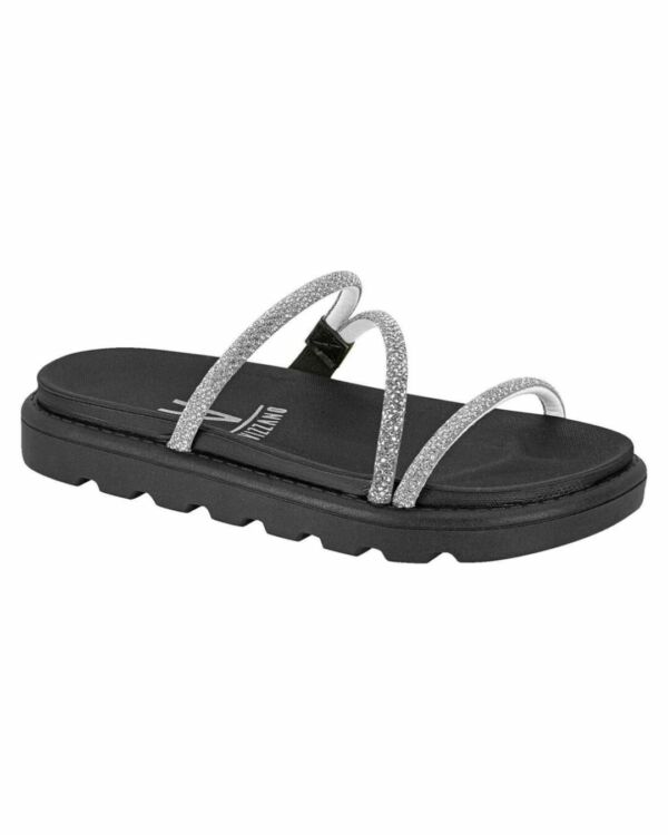 Papete Vizzano 3 Tiras Strass Preto/Cristal 6459.118