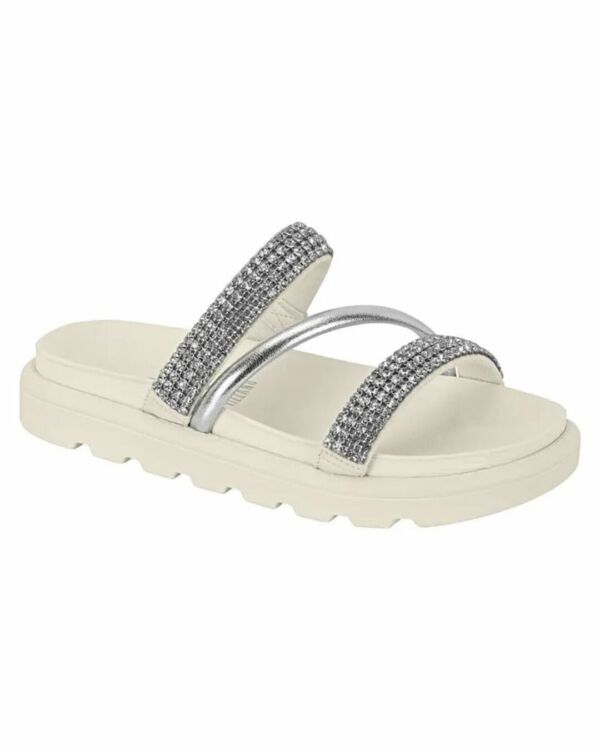 Papete Vizzano Tratorada com Pedras Branco/Prata 6459.133