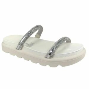Papete Vizzano Tratorada com Strass 2 Tiras Branco/Cristal 6459.135