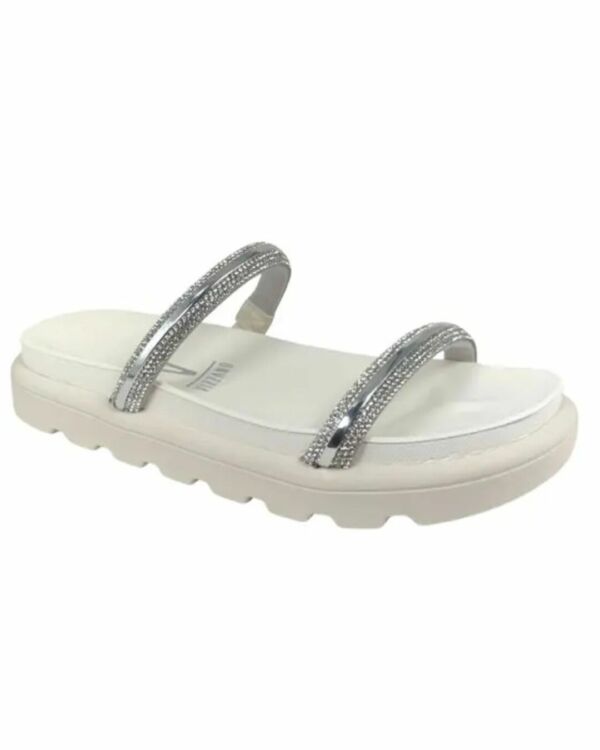 Papete Vizzano Tratorada com Strass 2 Tiras Branco/Cristal 6459.135