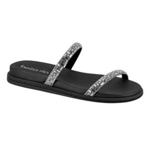 Papete Beira Rio 2 Tiras Preto Cristal 8488.105