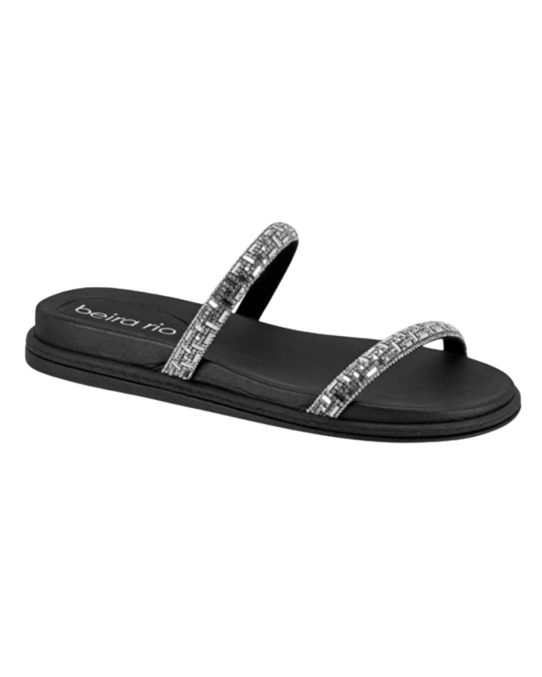 Papete Beira Rio 2 Tiras Preto Cristal 8488.105
