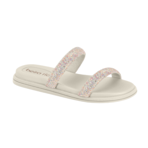 Papete Beira Rio 2 Tiras Strass Branco Off 8488.122