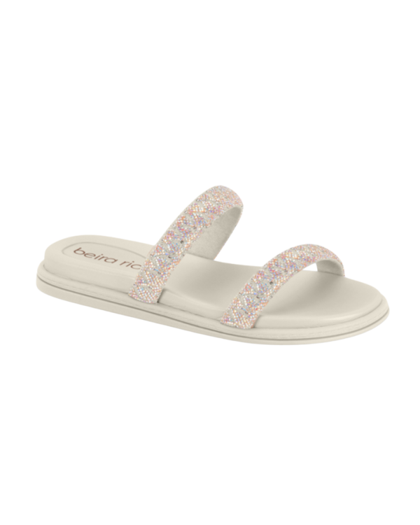 Papete Beira Rio 2 Tiras Strass Branco Off 8488.122