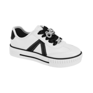 Tênis Plataforma Cadarço de Fita Molekinha Branco/Preto 2565.117