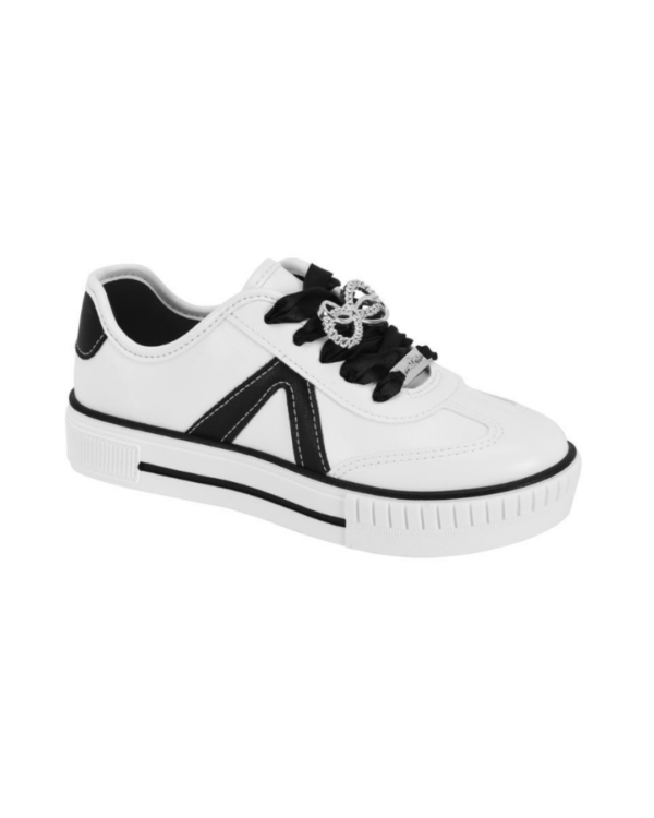 Tênis Plataforma Cadarço de Fita Molekinha Branco/Preto 2565.117