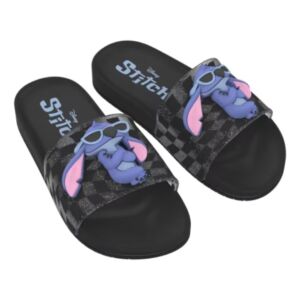 Chinelo Slide Infantil Stitch Grendene Preto Glitter 23285