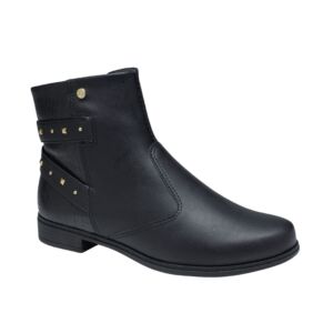 Bota Cano Baixo Hotfix Calcanhar Campesi Preta CP621