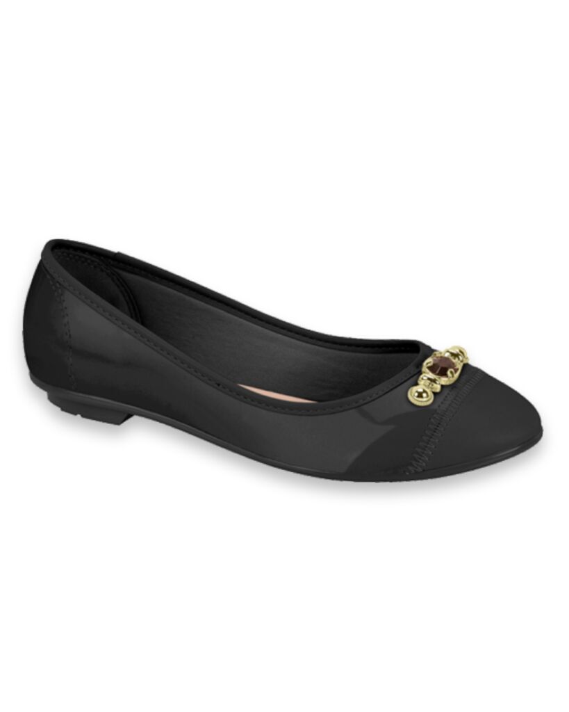Sapatilha Moleca 5027.1502 Verniz Preto com Detalhe Dourado - Imagem 2