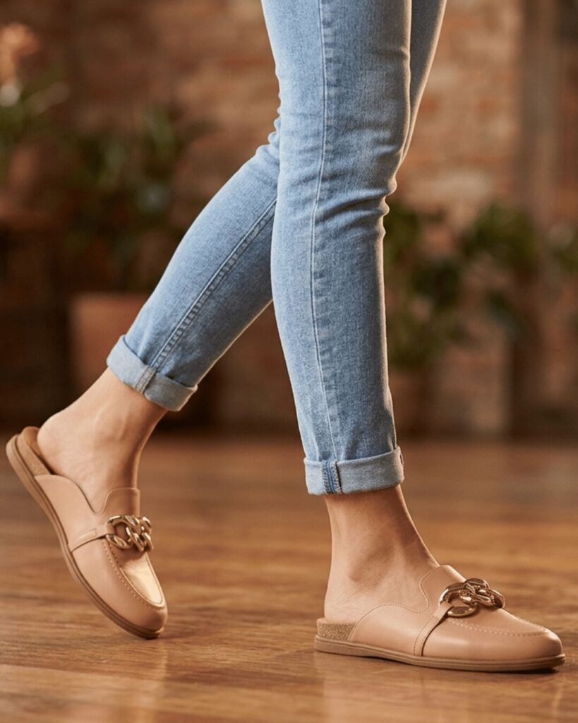 Mule Clog Beira Rio Nude Corrente 4317.105