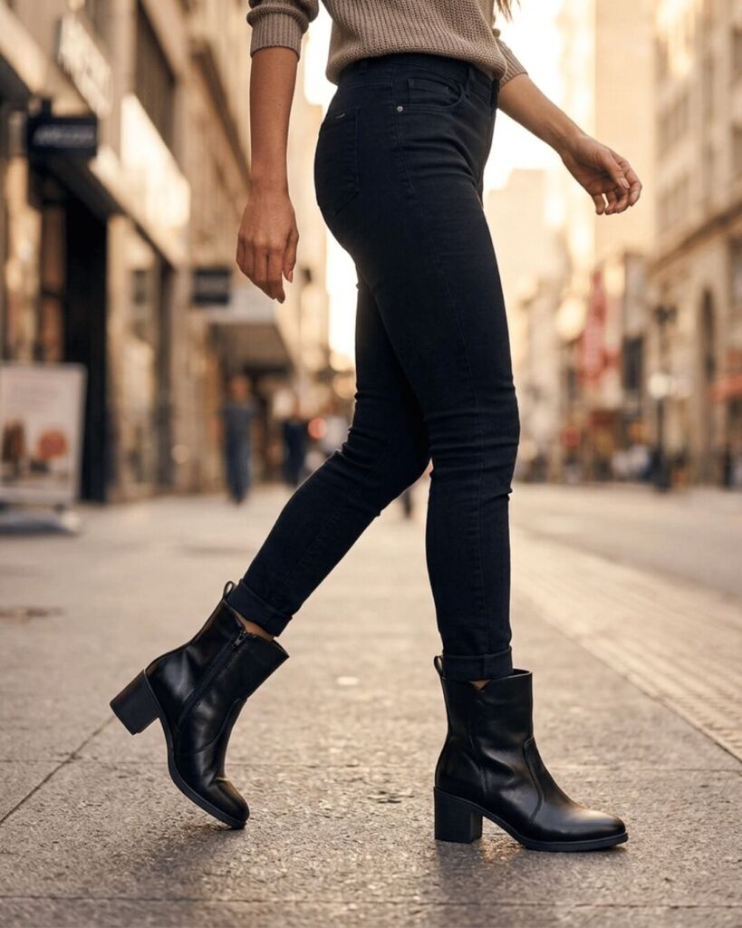 Bota Mooncity 73206 Preto Cano Médio Casual