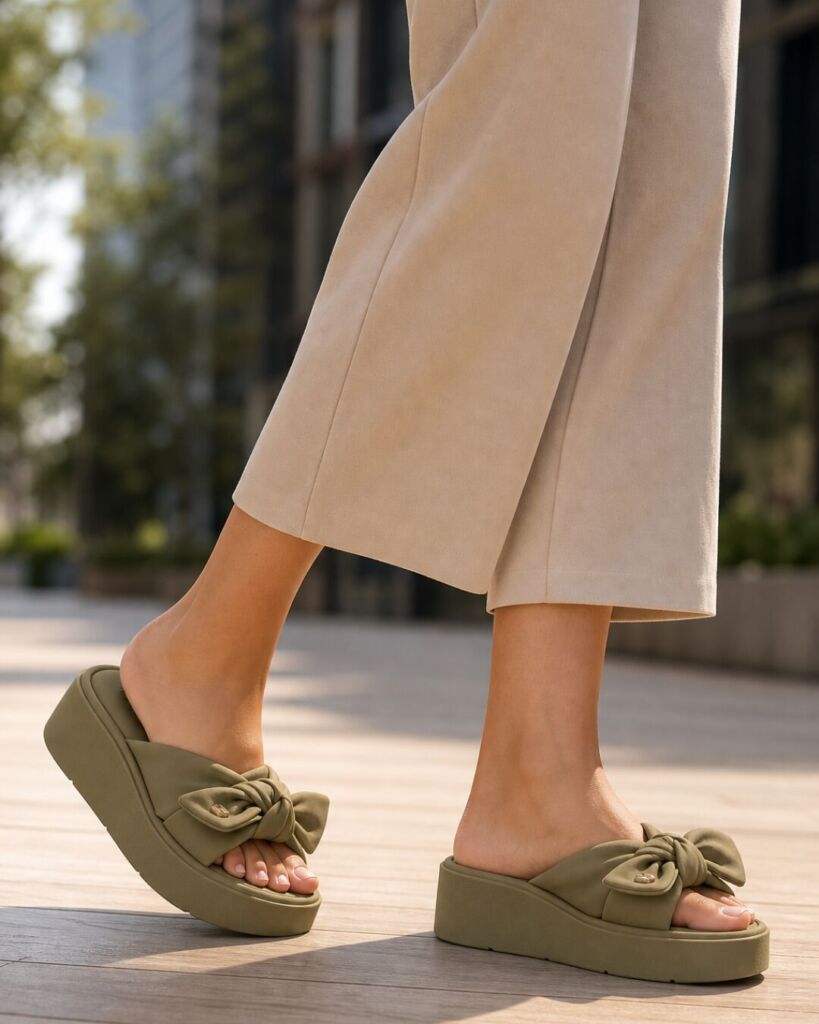 Tamanco anabela feminino Modare em nobuck ultra soft para conforto