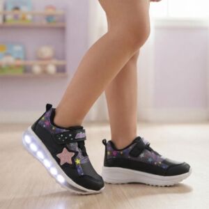 Tênis Mini Pé mp2604 Estrela com LED branco e preto