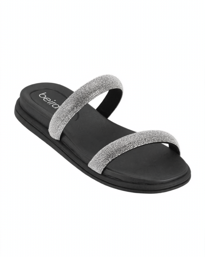 chinelo feminino beira rio preto cristal com strass, solado anatomico - Imagem 2