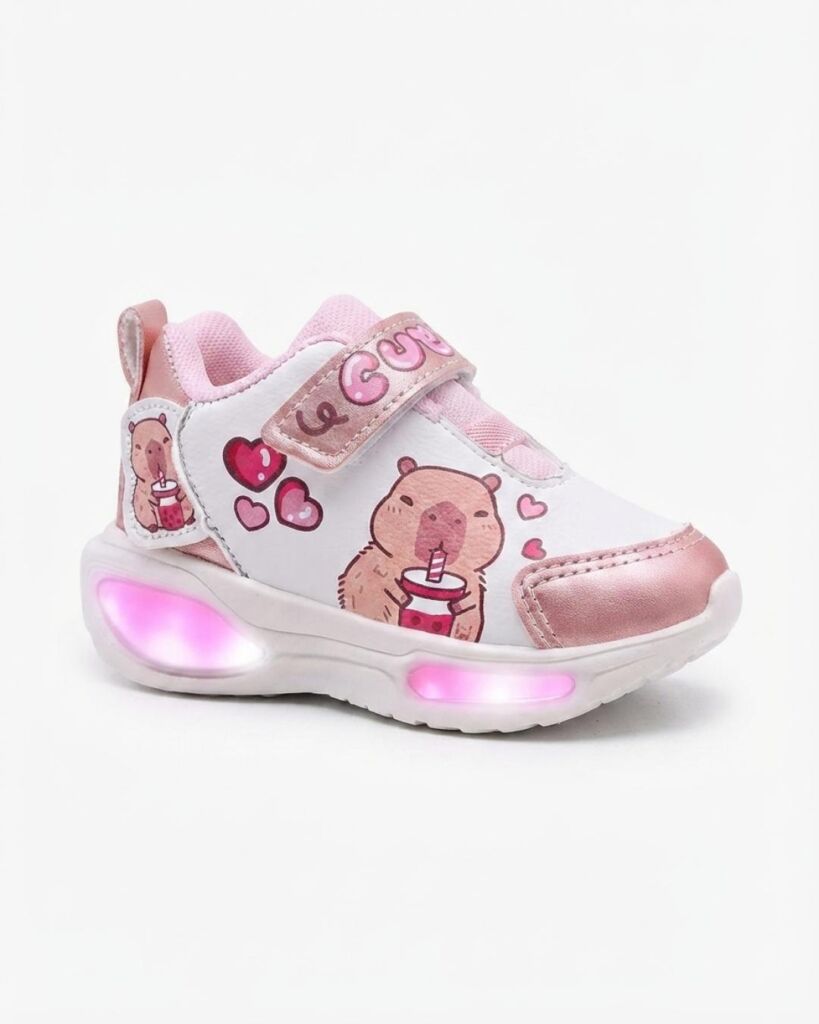 Tênis Mini Pé Mp2530 Capivara Led Branco Rosa - Imagem 2
