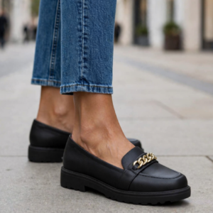 Mocassim Modare Corrente Dourada Preto 7357.111