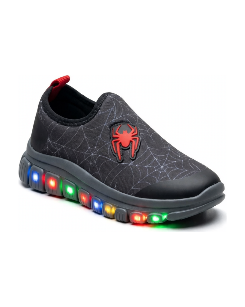 tenis novope preto com led para menino, novopé baby aranha com calce facil - Imagem 2